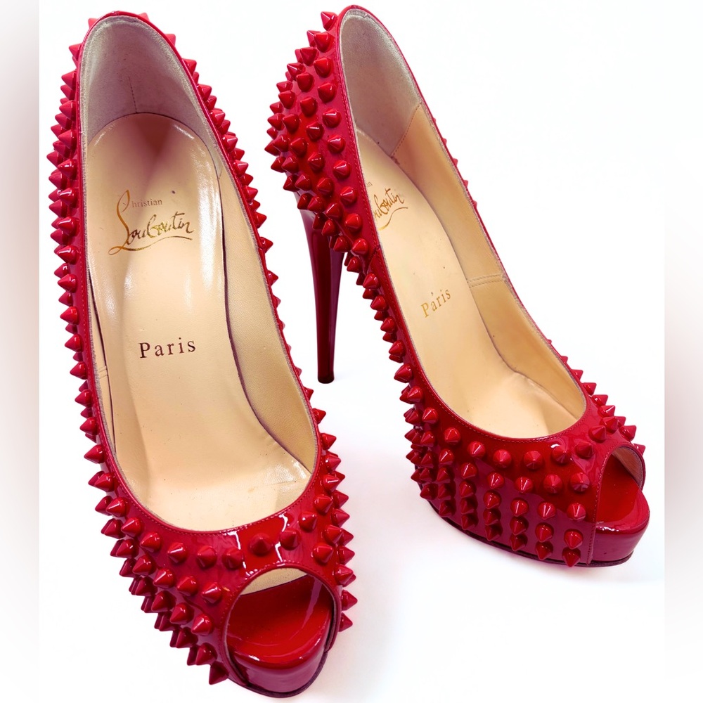 Christian Louboutin Bold Red Spiked Heels